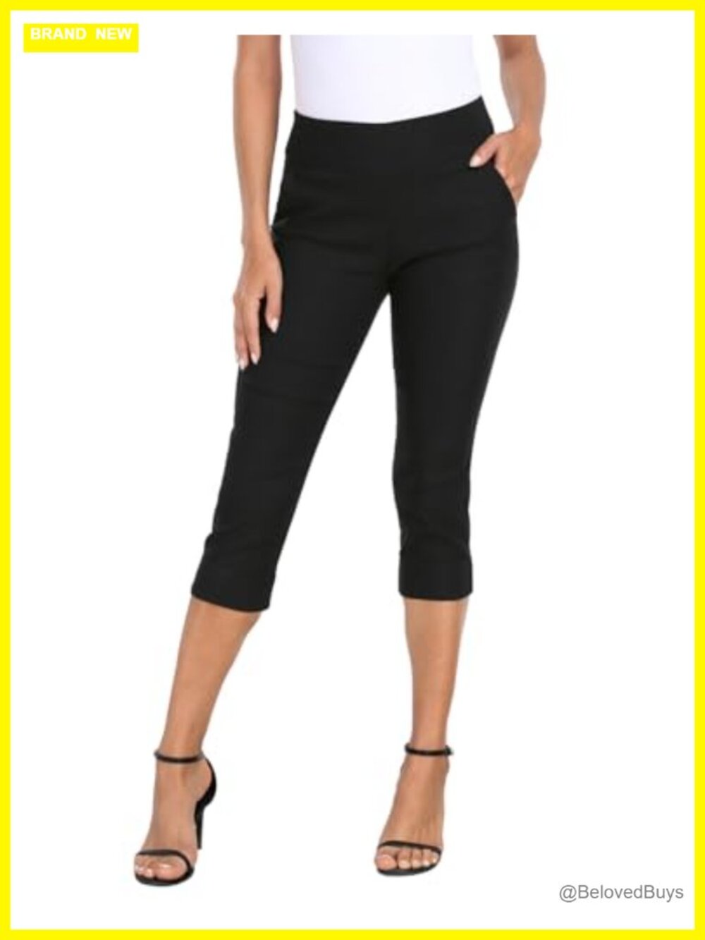 Pull On Capri Pants Womens 19 Inseam Pedal Pushers with Pockets